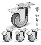 4 inch Caster Wheels, Casters Set of 4 Heavy Duty - CLOATFET Locking Swivel Casters with Brake (T...