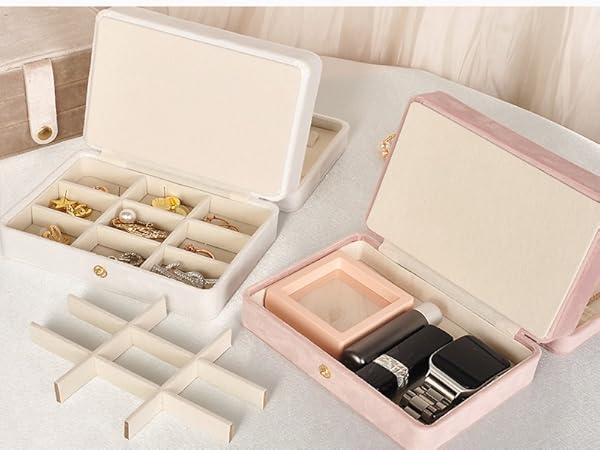 Jewelry Box for Women, 2 Layers Large Leather Jewelry Organizer Storage Case