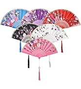 HONSHEN 6PCS Vintage Floral Folding Hand Fans with Lace Edge,Decorative Folding Fans for Wedding ...