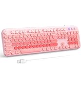 Atelus Wired Backlit Keyboard, USB Computer Keyboard with Retro Keycaps, Numeric Keypad and Media...