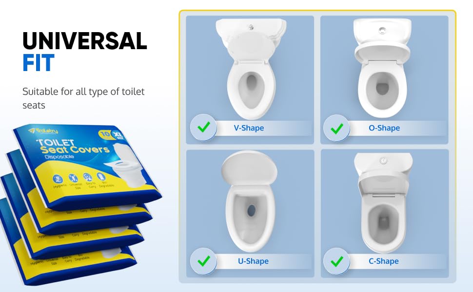 Toilet seat covers disposable flushable are suitable for all types of toilet seats.