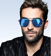 LUENX Mens Women Polarized Sunglasses Aviator, Square Polygon Lens Driving UV 400 Protection With...