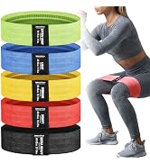 Fabric Resistance Bands,5 Non-Slip Fabric Workout Bands,Booty Bands for Women & Men, Elastic Exer...