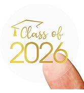 100 PCS Graduation Stickers,Class of 2026 Transparent Gold Foil Self Adhesive Sticker for Envelop...