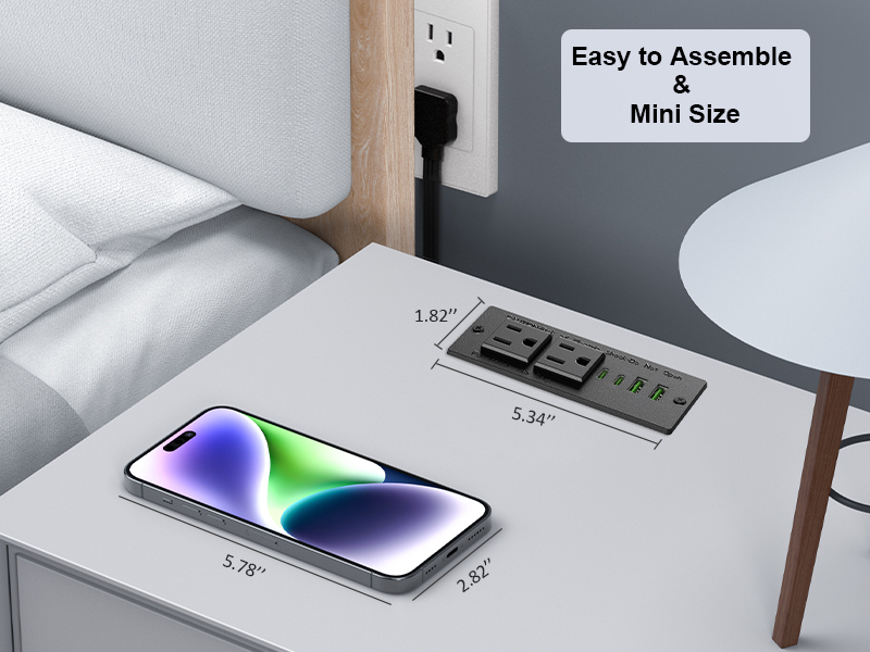 mini size recessed power strip