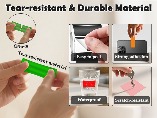 tear-resistant, easy to peel, strong adhesive, waterproof, scratch-resistant