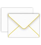 50 Pack 4x6 White Envelopes with Gold Border for Invitation, A6 Luxury Envelopes for Invitation, ...
