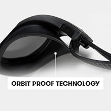 arena The One swim goggle closeup with details on Orbit Proof technology for watertight fit