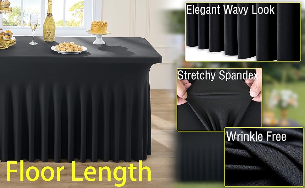 stretch table cover 8 foot spandex table cloths 6 ft black table skirt