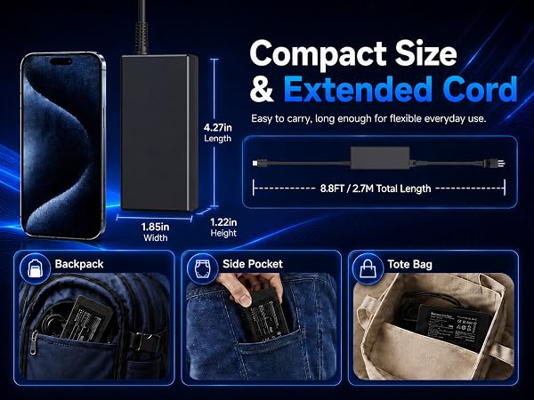 Compact Size& Extended Cord