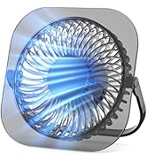 Electactic Desktop Fan with LED Night Light, 3 Adjustable Wind Speeds, Foldable & Adjustable Angl...