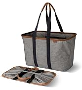 CleverMade Collapsible LUXE Tote, 30L Foldable Grocery Shopping Bag