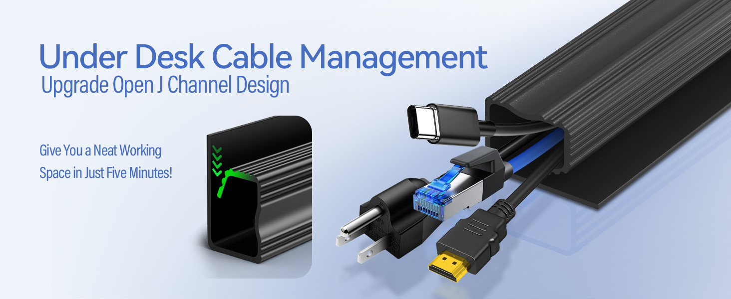 6 Pack Under Desk Cable Management Kit Easy Install Self-Adhesive Cable Organizer for Home & Office