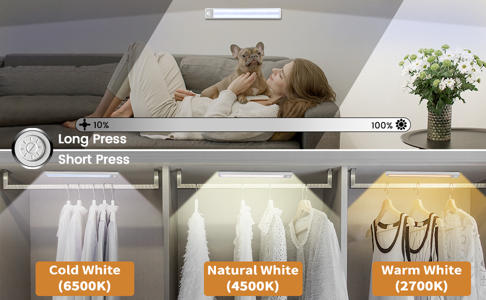 Stepless Dimming & 3 Color Temperatures: