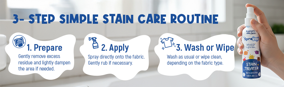 Easy to use stain treater spray and stain remover for baby clothes and everyday messy eater stains