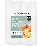 Avid Armor Vacuum Sealer Bags 11x50 Rolls 2 Pack for Food Saver, Seal a Meal Vacuum Sealers Heavy...