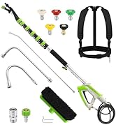 Tool Daily 21FT Telescoping Pressure Washer Wand with Brush, Power Washer Extension Wand, Aluminu...