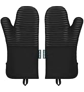 Beneno Kitchen Oven Mitts 2-Pack Heat Resistant to 500°F with Non-Slip Silicone Grip, Extra Long ...