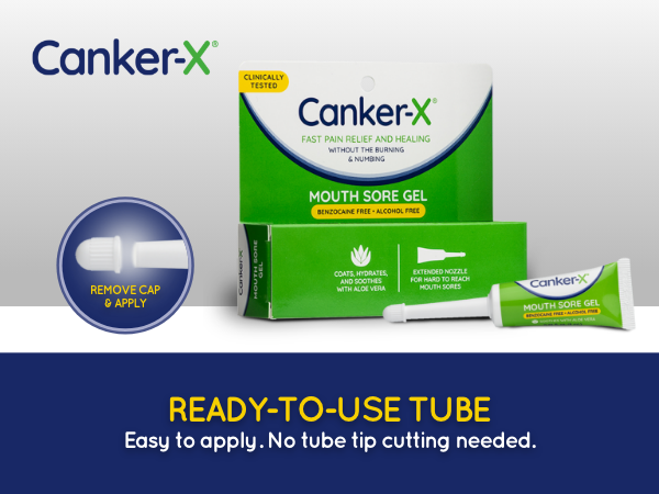 Canker x mouth sore gel ready to use easy applicator aloe vera