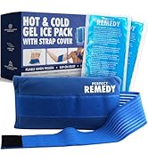 Perfect Remedy 2 Pack Gel Ice Packs for Injuries with Strap Cover, Reusable Gel Ice Pack for Hot ...