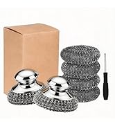PXIRQ 7Pcs Steel Wool Scrubber with Handle - Stainless Steel Scrub Brush Set for Scouring Stubbor...