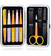 MORGLES Tweezers Set 9 Pcs Colorful Nail Clipper Kit with Case for Grooming | 5 Tweezers, Clipper...