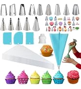 Satianyou Piping Bags and Tips Set for Beginners, Cake Decorating Supplies Kit for Baking with Pa...