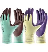 COOLJOB 2 Pairs Breathable Gardening Gloves for Women Medium, Stretch Soft Modal Base with Non Sl...