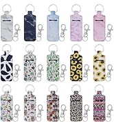 Krijuess 15Pcs Chapstick Holder Key Chain Lipstick Holder with 15Pcs Keychains,Portable Lip Balm ...