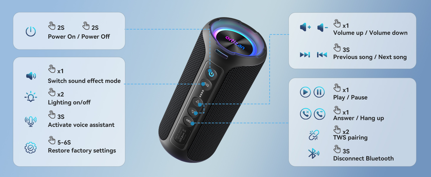 portable bluetooth speaker wireless with multi-function button