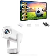 Aurzen D1R air Roku TV USB-C Powered Smart Projector Bundle with Aurzen 120-Inch Projector Screen