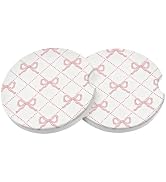 Car Coasters 2 Pack, Small 2.56" Stone Car Interior Cupholder Absorbent Coaster with Cork Back fo...