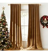 StangH Velvet Curtains 84 inches - Gold Brown Blackout Thermal Insulated Window Drapes for Living...