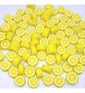 200Pcs Yellow Lemon Polymer Clay Beads,10mm Fruit Charm Spacer Beads for Jewelry Making,Necklace,...