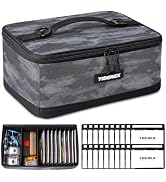 TideRex Fishing Tackle Bag with 20 DIY Soft Plastic Bait Bags, Black Camo | 900D Waterproof Oxfor...