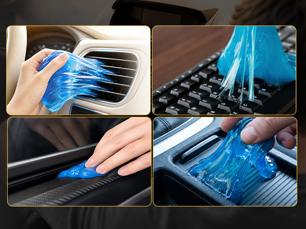 Cleaning gel handles air vents, keyboards, door trims, and cup holders—true all-in-one car stuff