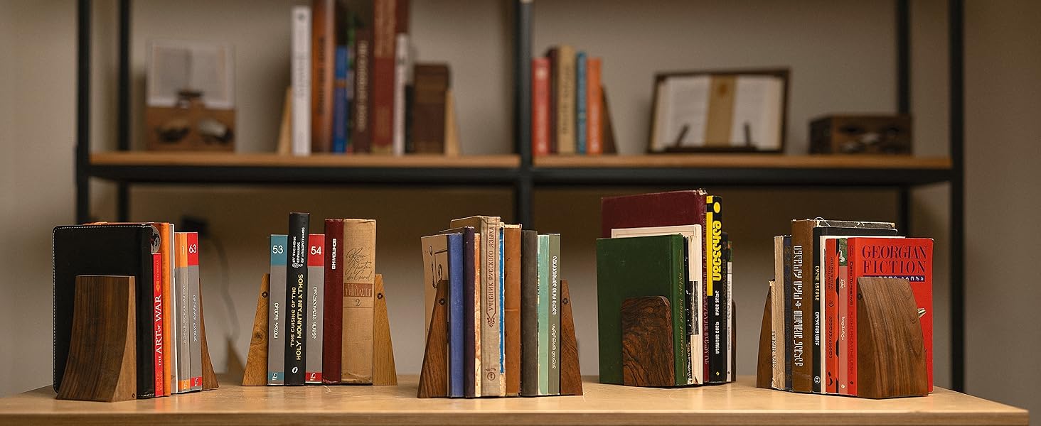 Wooden Bookends for shelves; Wood Book ends