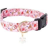 Faygarsle Pink Dog Collar Christmas Design Christmas Theme Pattern for Small Medium Large Dogs Co...