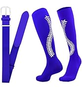 SAYAYA Baseball/Softball Sock and Belt Combo 1 Elastic Baseball Softball Socks with 1 Baseball Be...
