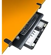 EHO Keyboard Tray with Drawer - Clamp-On Under Desk Pull Out Extender Table Attachment Platform w...