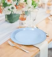 FALIZIFU 50 Pcs Light Blue Paper Plates 7 Inch Blue Dessert Plates Disposable Dinner Plates for B...