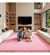 Ehayx Pink 9x12 Area Rug for Living Room, Soft Fluffy Large Rugs for Bedroom, Shag Non-Slip Carpe...