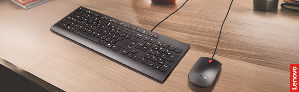 Lenovo Essential Wired Keyboard & Mouse Combo - Reliable Performance. Everyday Comfort