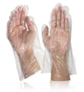 Disposable Food Handling Long Cuff Poly Gloves | One Size Fits Most