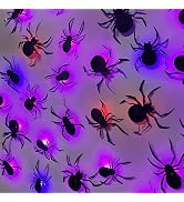 DR.DUDU 36 Pack Halloween Spider Wall Decor, 3D Window Stickers with Multi-Color LEDs, Removable ...