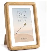 Fun Memories 5x7 Picture Frame, Solid Oak Wood Frame with Real Glass, 5 by 7 Rounded Corner Frame...