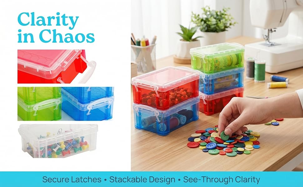 Small Plastic Storage Box with Lid, 5.3"x3"x2" Stackable Clear Latch Storage Case