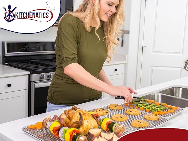 jelly roll, baking sheet, cookie sheets for baking, baking pans set, cooling rack, wire rack