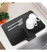 JACZZO Dish Drying Mat for Kitchen Counter, Silicone Dish Drying Pad,Food-Grade Silicone, Easy Cl...