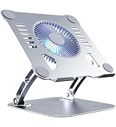 SHUWEI Laptop Cooling Stand with 3 Speed Fan, Adjustable Height Laptop Stand for Desk, Ergonimic ...
